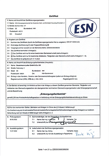 ESN Zertifikat